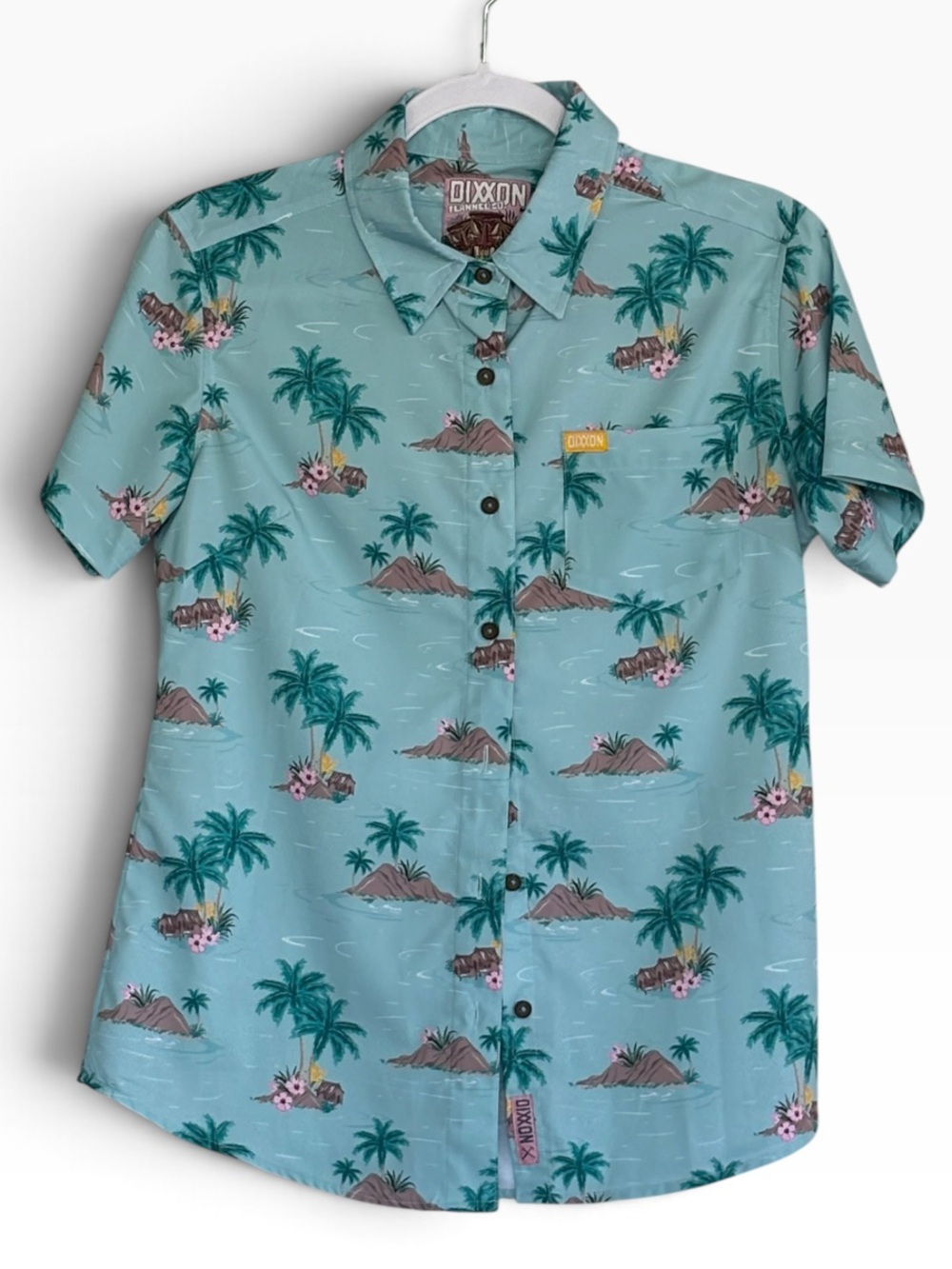 Dixxon Flannel Co. The Makena Short Sleeve Button Down Tropical Print Shirt Sz M